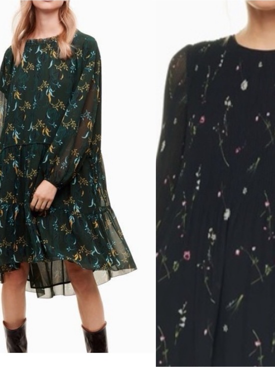 Wilfred Dresses & Skirts - Wilfred daydreamer Dark Floral Long-Sleeve Tiered Dress midi 2XL